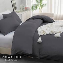 Grace Premium Microfiber Reversible Duvet Cover Set Ultrasoft Bedding in Dark Grey - Size: Single - thumbnail 4