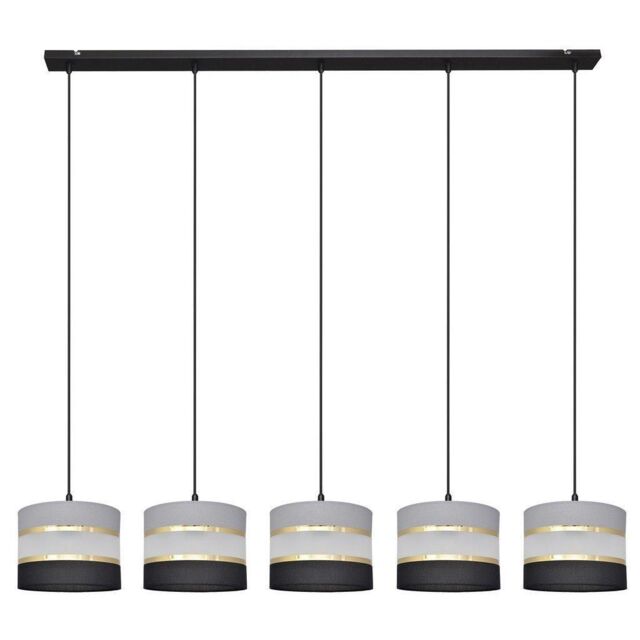 Netlighting Helen Straight Bar Pendant Ceiling Light Black Gold Grey 115cm