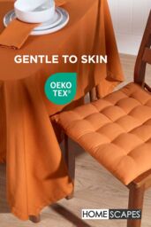 Homescapes 4 Pack Seat Pads Luxury 100% Cotton Indoor Outdoor Garden Cushion, 40cm in Burnt Orange - Size: 40 cm x 40 cm - thumbnail 3
