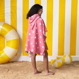 OHS Star Kids Hooded Towel Poncho in Light Pink - thumbnail 3