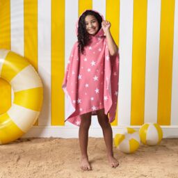 OHS Star Kids Hooded Towel Poncho in Light Pink - thumbnail 4