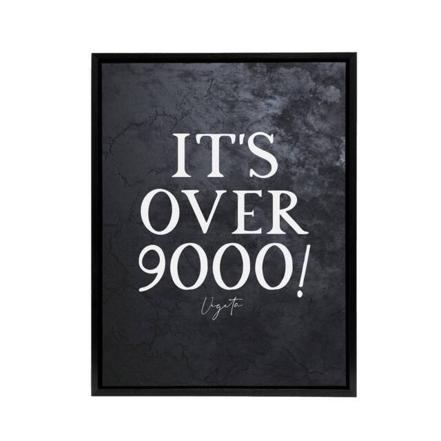 "Artery8 Slate Quote Power Level Over 9000 Framed Canvas Wall Art Print in Grey - Size: W12"" x H16""" - image 1