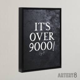"Artery8 Slate Quote Power Level Over 9000 Framed Canvas Wall Art Print in Grey - Size: W12"" x H16""" - thumbnail 2