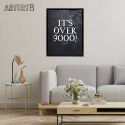 "Artery8 Slate Quote Power Level Over 9000 Framed Canvas Wall Art Print in Grey - Size: W12"" x H16""" - thumbnail 3