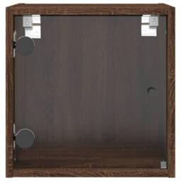 Berkfield Home Bedside Cabinets with Glass Doors 2 pcs Brown Oak 35x37x35 cm - Size: 35 x 37 x 35 cm - thumbnail 7
