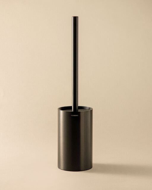 Architect Sp Stylish and Modern Toilet Brush with a Circular Design, Crafted from Metal. Freestanding WC Brush Holder in Brushed Black Finish