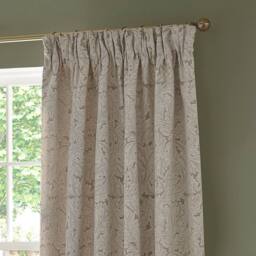 Morris & Co Acanthus Jacquard Fully Lined Pencil Pleat Curtains in Cream - Size: 168 cm width x 183 cm drop - thumbnail 3
