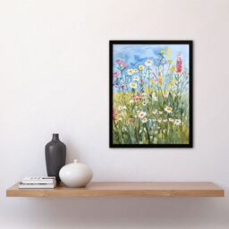 "Artery8 Summer Wildflower Meadow Floral Watercolour Framed Art Print - Size: W12"" x H16""" - thumbnail 4