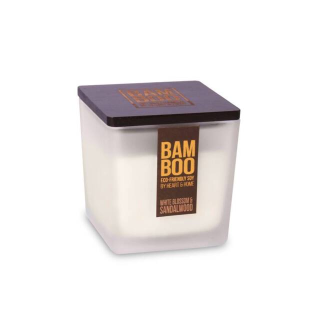 Bamboo Large Soy Wax Candle - White Blossom & Sandalwood in Cool White - image 1