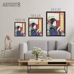 "Artery8 Kogiku In Saruwaka Cho Framed Canvas Wall Art Print Toyohara Kunichika - Size: W18"" x H24""" - thumbnail 4