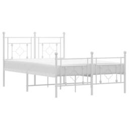 Berkfield Home Metal Bed Frame without Mattress with Footboard White 120x190cm - Size: 120x190 cm - thumbnail 1
