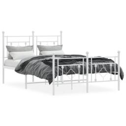 Berkfield Home Metal Bed Frame without Mattress with Footboard White 120x190cm - Size: 120x190 cm - thumbnail 3