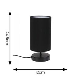 ValueLights Francis Black Dimmable Touch Table Lamp with Fabric Shade with Bulb - thumbnail 5