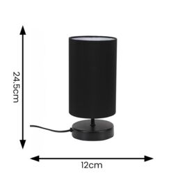 ValueLights Francis Black Dimmable Touch Table Lamp with Fabric Shade with Bulb - thumbnail 9