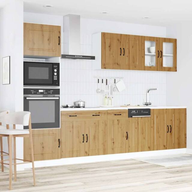 Berkfield Home Elegant 7 Piece Kitchen Cabinet Set Kalmar Artisan Oak Engineered Wood in Brown - image 1