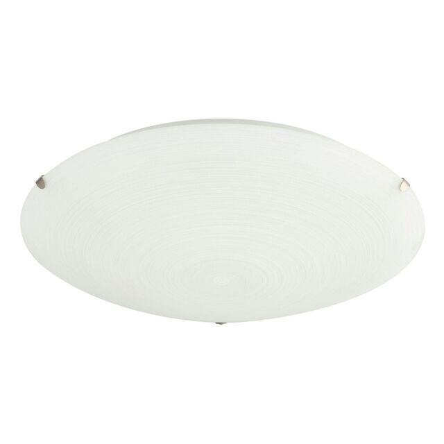 Happy Homewares Frosted White Flush Glass Ceiling Light Fitting with Soft Swirl Decoration - Size: 12 inches - image 1