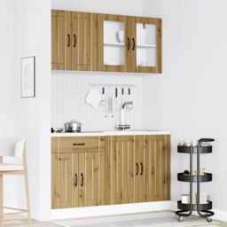Berkfield Home 4 Piece Kitchen Cabinet Set Kalmar Artisan Oak Engineered Wood in Brown - thumbnail 3