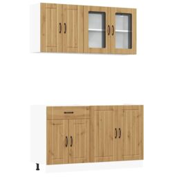 Berkfield Home 4 Piece Kitchen Cabinet Set Kalmar Artisan Oak Engineered Wood in Brown - thumbnail 2