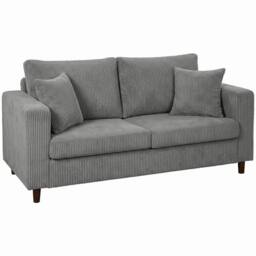 HOMCOM Loveseat Sofa with Wide Seat, Corduroy Upholstered, Light Grey - Size: 2 Seater - thumbnail 2