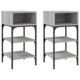 Berkfield Home Bedside Tables 2 pcs Grey Sonoma 35x34.5x70 cm Engineered Wood - thumbnail 2