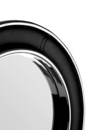 Orsina Churchill Black Genuine Leather Wide Rim Wall Mirror - thumbnail 2