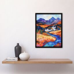 Artery8 Glencoe Mountain Cottages Scottish Landscape Framed Art Print - Size: A4 - thumbnail 4