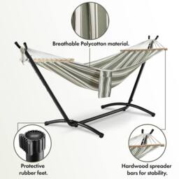 VonHaus 1 Person Freestanding Outdoor Hammock with Stand in Green - Size: 1 Pack - thumbnail 8