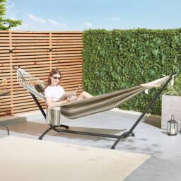VonHaus 1 Person Freestanding Outdoor Hammock with Stand in Green - Size: 1 Pack