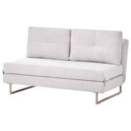 Wyld and Coco 3-Seater Sofa Bed Off-White Fabric Fold-Out Double Sleeper in White - thumbnail 4