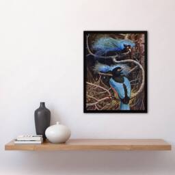 Artery8 Blue Bird of Paradise Sir Henry Johnston Vintage Framed Wall Art Print in Brown - Size: A4 - thumbnail 4