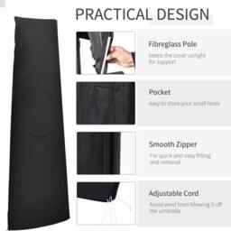 OUTSUNNY Parasol Umbrella Cover Outdoor Protector Weatherproof Cantilever Garden in Black - thumbnail 5