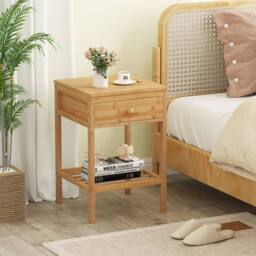 KORVIXA Bedside Table Bamboo Nightstand in Brown - Size: 100 cm - thumbnail 3
