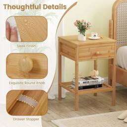KORVIXA Bedside Table Bamboo Nightstand in Brown - Size: 100 cm - thumbnail 5
