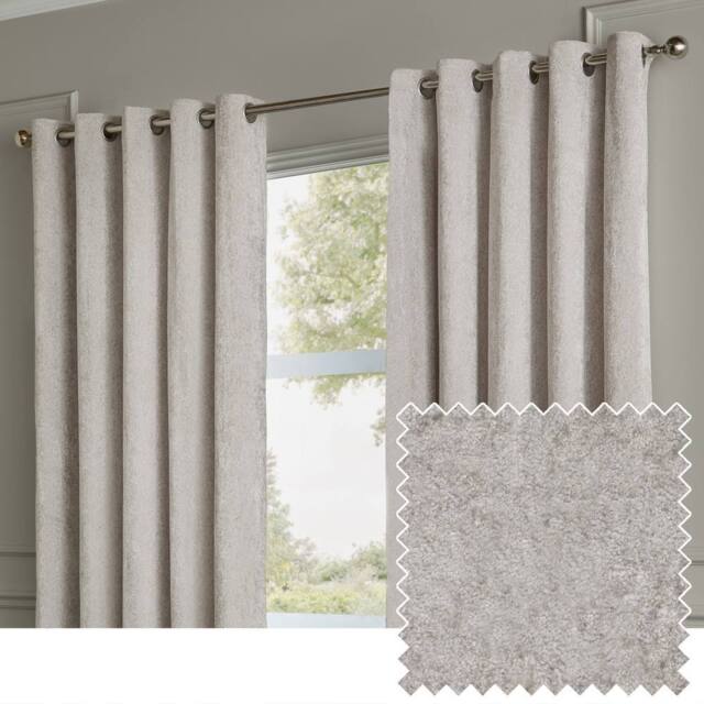 Paoletti Lustre Velvet Fully Lined Eyelet Curtain Pair in Silver - Size: 229 cm width x 229 cm drop - image 1