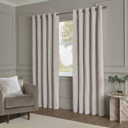 Paoletti Lustre Velvet Fully Lined Eyelet Curtain Pair in Silver - Size: 229 cm width x 229 cm drop - thumbnail 2