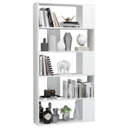 Berkfield Home Book Cabinet/Room Divider High Gloss White 80x24x159 cm Wood - Size: 80 x 24 x 159 cm - thumbnail 3