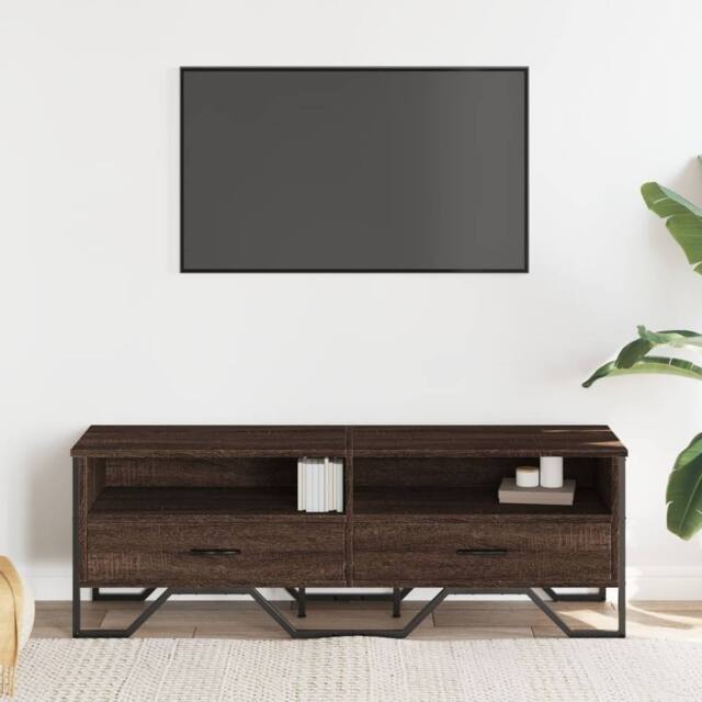 Berkfield Home TV Cabinet Brown Oak 122x34x41 cm Engineered Wood - Size: 122 x 34 x 41 cm - image 1