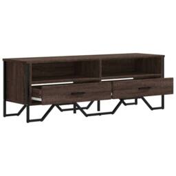Berkfield Home TV Cabinet Brown Oak 122x34x41 cm Engineered Wood - Size: 122 x 34 x 41 cm - thumbnail 7