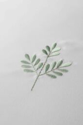Serene 'Emily Embroidery' Easy Care Embroidered Leaf Duvet Cover Set in Green - Size: Single - thumbnail 3