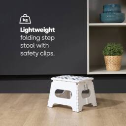 NESTLUNE Foldable Plastic Step Stool 9 Inch White - thumbnail 3
