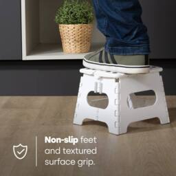 NESTLUNE Foldable Plastic Step Stool 9 Inch White - thumbnail 5