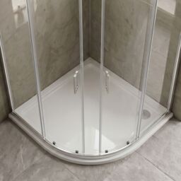 Balterley Premium Slip Resistant Shower Tray, Left Hand Offset Quadrant, Easy Clean Anti-Slip Stone Resin in White - thumbnail 6