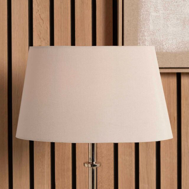 Ruma Taupe Oval Poly Silk Tapered Lamp Shade For Floor Lamps in Brown - Size: 14 inches - image 1