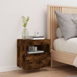 Berkfield Home TV Wall Cabinet with LED Lights Smoked Oak 40x30x40 cm in Brown - Size: 40 x 30 x 40 cm - thumbnail 5