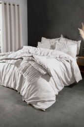 Lazy Linen 'Pure Washed Linen' Duvet Cover in White - Size: Double - thumbnail 5