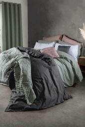 Lazy Linen 'Pure Washed Linen' Duvet Cover in White - Size: Double - thumbnail 3