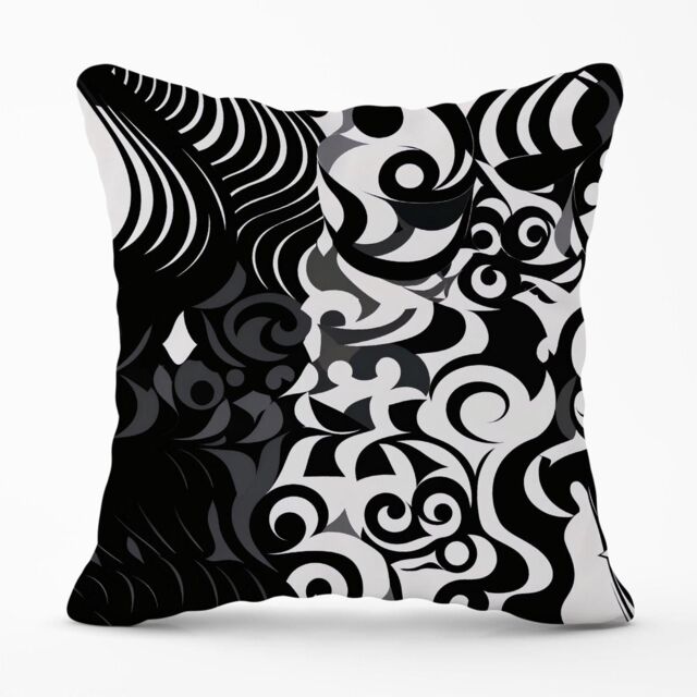 Warren Reed - Designer Black Grey Abstract Outdoor Cushion - Size: 60 cm x 60 cm - image 1