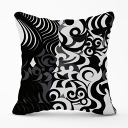Warren Reed - Designer Black Grey Abstract Outdoor Cushion - Size: 60 cm x 60 cm - thumbnail 1