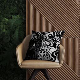 Warren Reed - Designer Black Grey Abstract Outdoor Cushion - Size: 60 cm x 60 cm - thumbnail 2