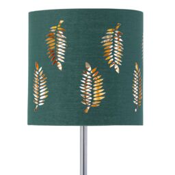 First Choice Lighting Set of 2 Chrome Touch Operated Table Lamps with Dark Green Fern Shades in Silver - thumbnail 4